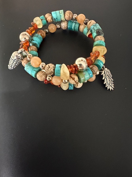 Jewelry - Carolyn Pollock Relios Multi Gemstone Multicolored Beaded Coil Wrap Bracelet